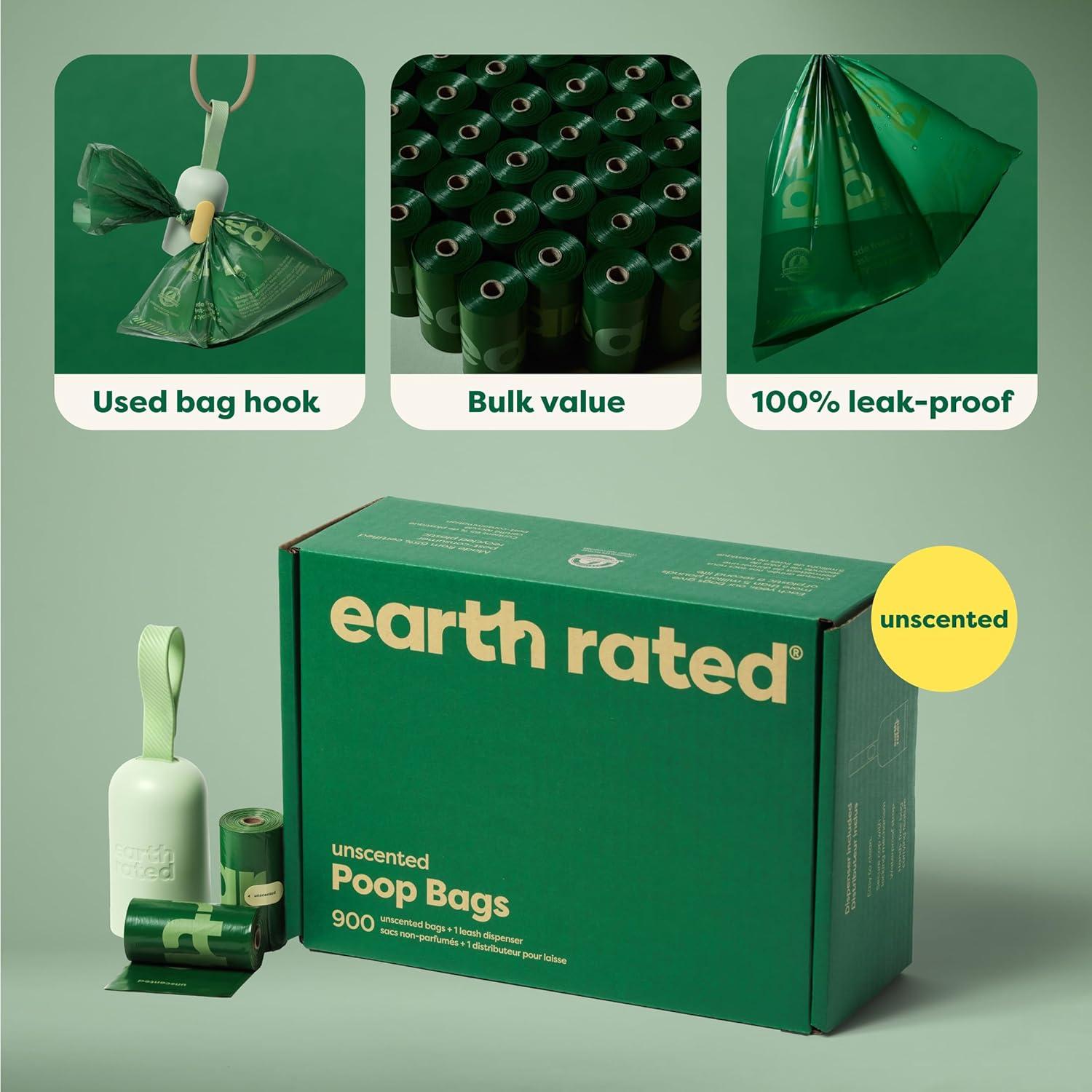 imageEarth Rated Dog Poop Bag Holder Durable and Guaranteed Leakproof Lavender Scented 1 Dispenser and 900 Bags1 Dispenser 900 Bags