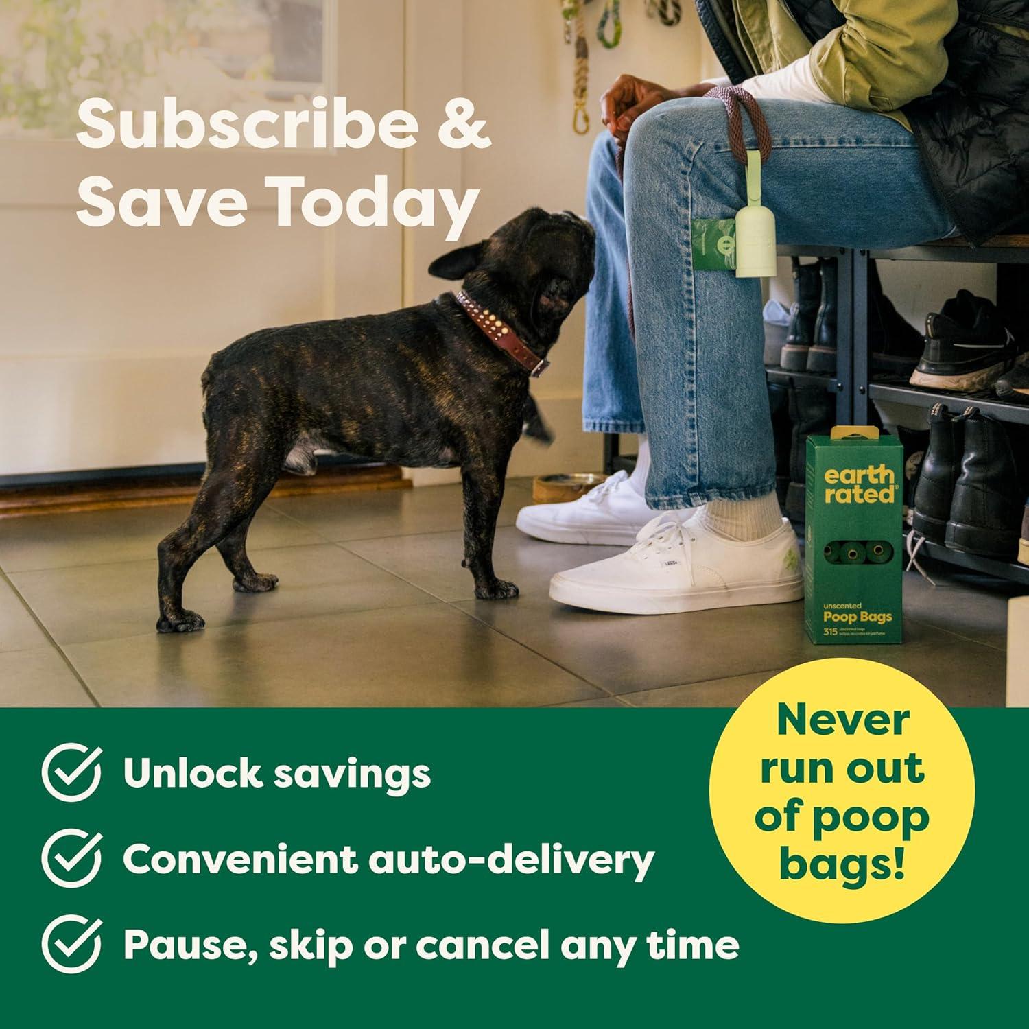 imageEarth Rated Dog Poop Bags Guaranteed Leakproof and Extra Thick Waste Bag Single Refill Rolls for Dogs Unscented 315 CountLavender