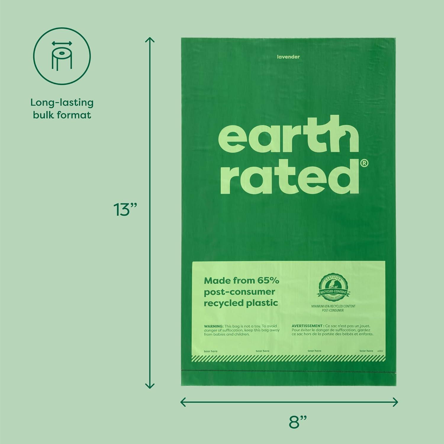 imageEarth Rated Dog Poop Bags Thick Grab and Go Single Roll Ideal for Backyard Pickups Lavender Scented 100 CountLavender