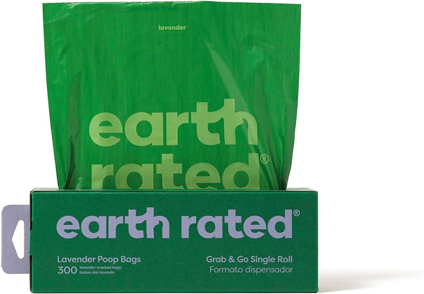 imageEarth Rated Dog Poop Bags Thick Grab and Go Single Roll Ideal for Backyard Pickups Lavender Scented 100 CountLavender