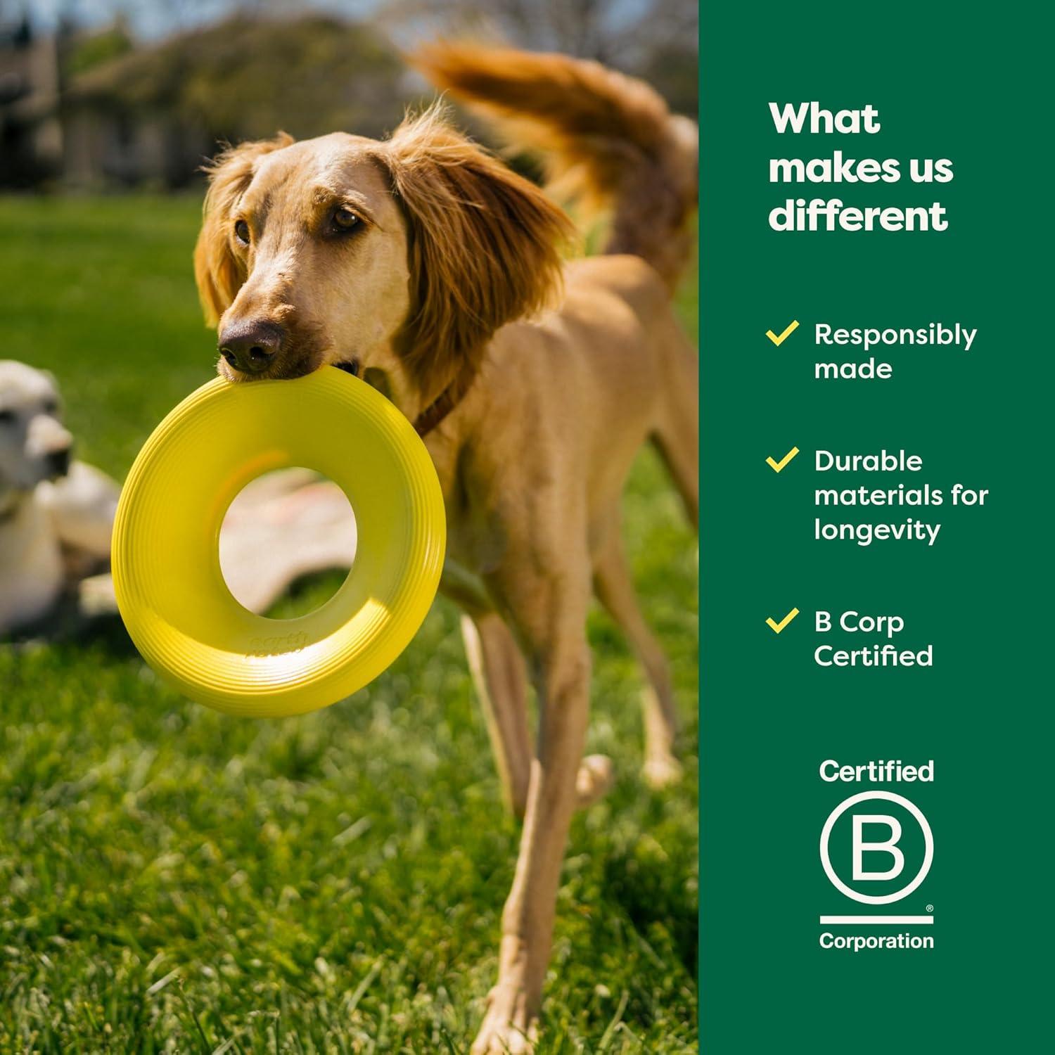 imageEarth Rated Flying Disc Toy for Dogs and Puppies Interactive Dog Toys Saucer Floats in Water Large YellowSmall