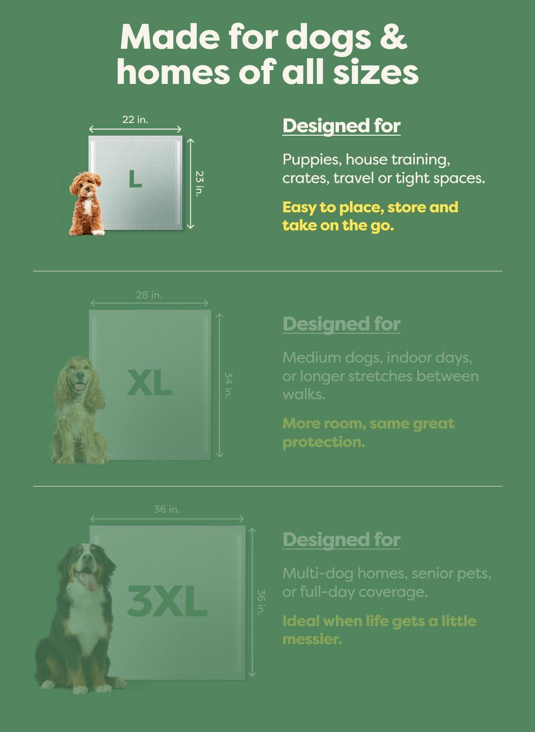 imageEarth Rated Max Absorbency Puppy Pee Pads for Dogs Absorbs 2X Faster ampamp 2X More LeakProof Odor Control Potty Training Unscented XL 28 x 34 40 CountL 22x23 40ct