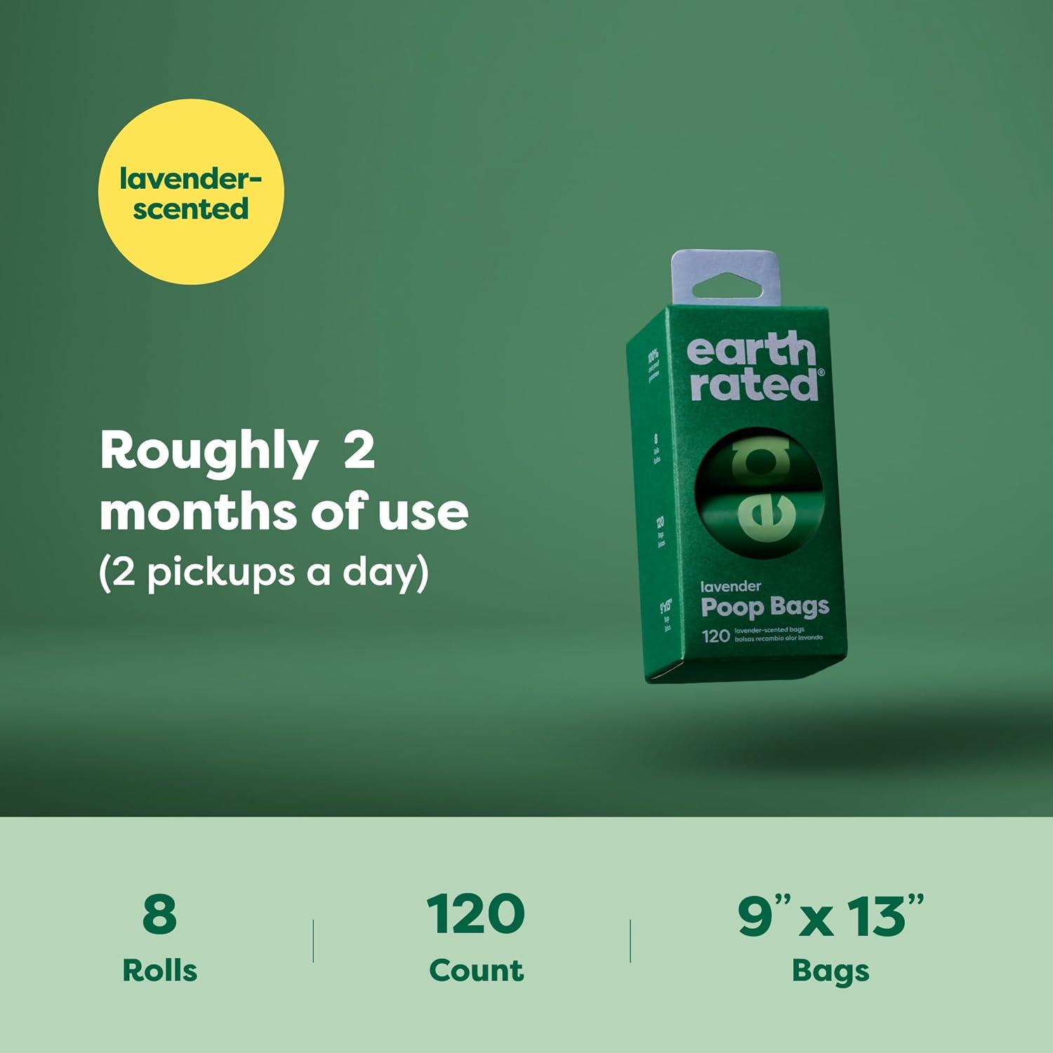 imageEarth Rated Perfect DogWalking Bundle Includes 1 Poop Bag Dispenser and 120 LeakProof Extra Thick Waste Bags LavenderScented