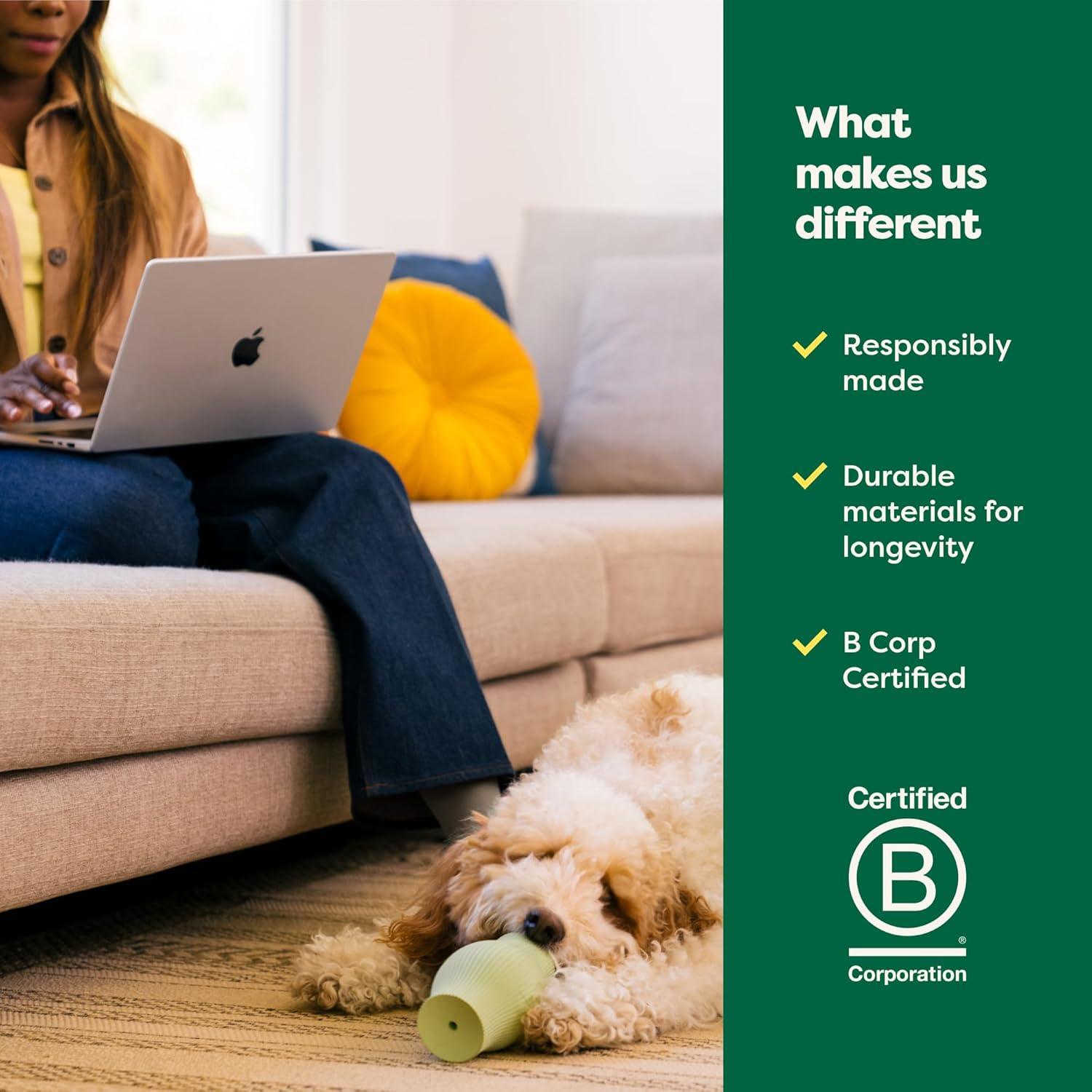 imageEarth Rated Treat Dispensing Dog Toys Enrichment Toy for Adult and Puppy Dogs Slow Feeder Dishwasher and FreezerSafe Natural Rubber Large GreenLarge