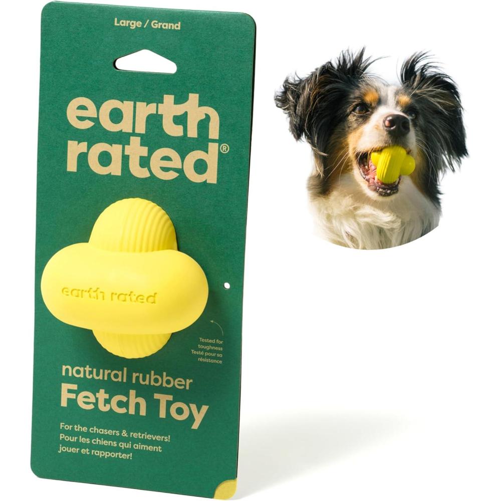 imageEarth Rated Dog Ball Interactive Fetch Toy for All Breeds Comes in Multiple Sizes Made with Natural Rubber Perfect for Indoor and Outdoor Use Medium YellowLarge