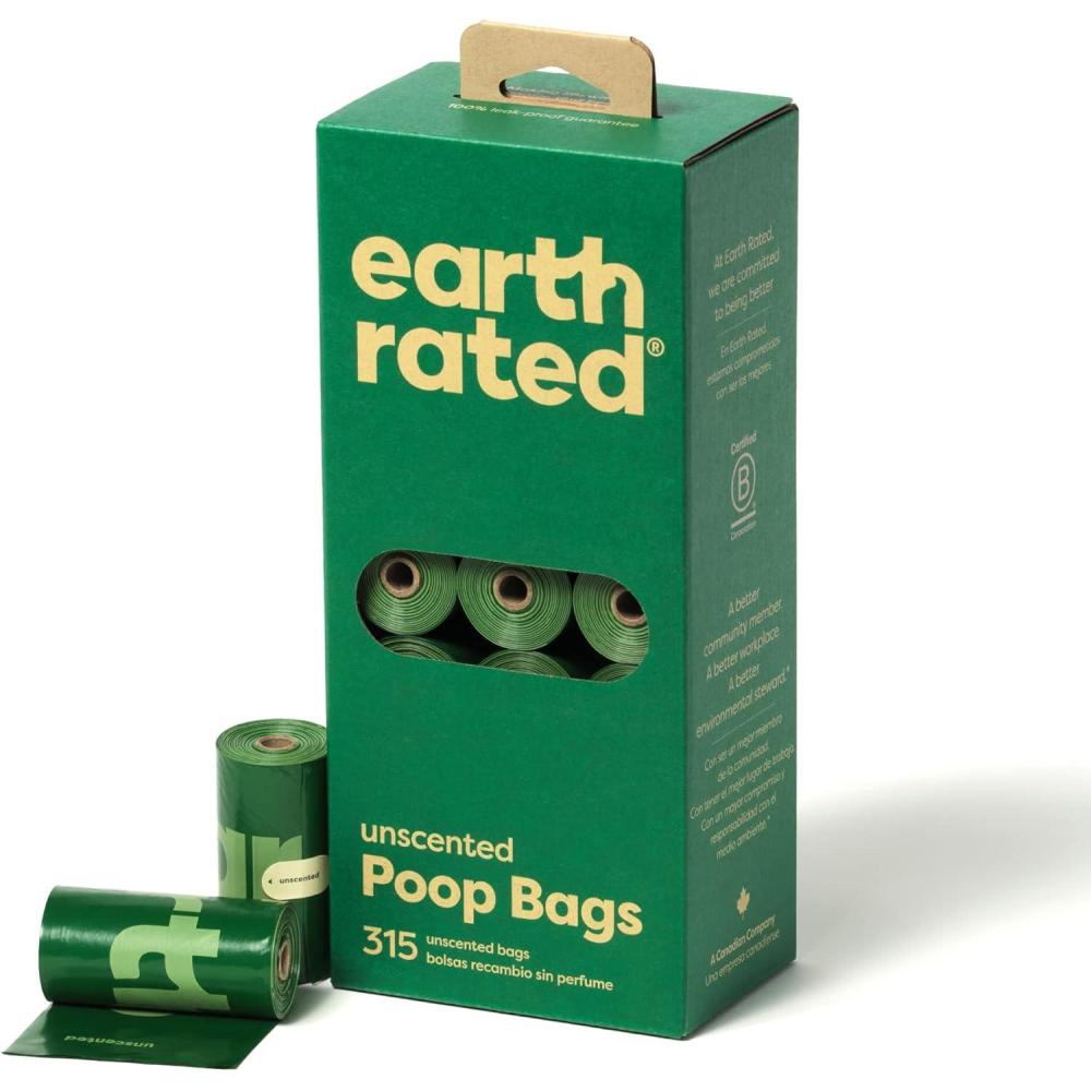 imageEarth Rated Dog Poop Bags Guaranteed Leakproof and Extra Thick Waste Bag Single Refill Rolls for Dogs Unscented 315 CountUnscented