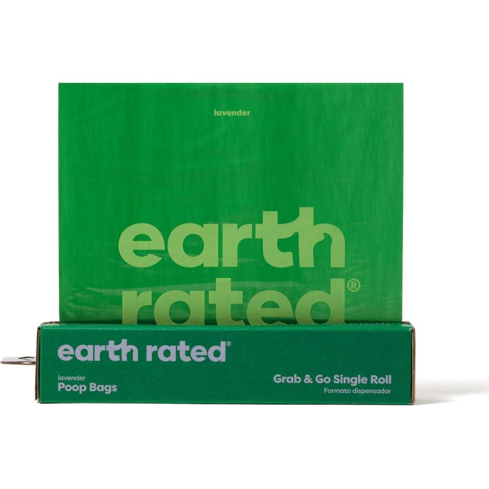 imageEarth Rated Dog Poop Bags Thick Grab and Go Single Roll Ideal for Backyard Pickups Lavender Scented 100 CountLavender