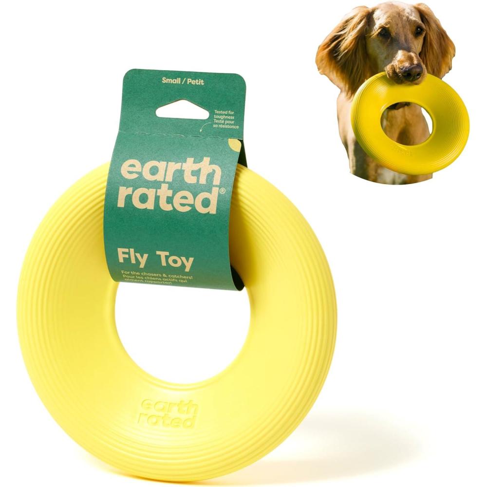 imageEarth Rated Flying Disc Toy for Dogs and Puppies Interactive Dog Toys Saucer Floats in Water Large YellowSmall