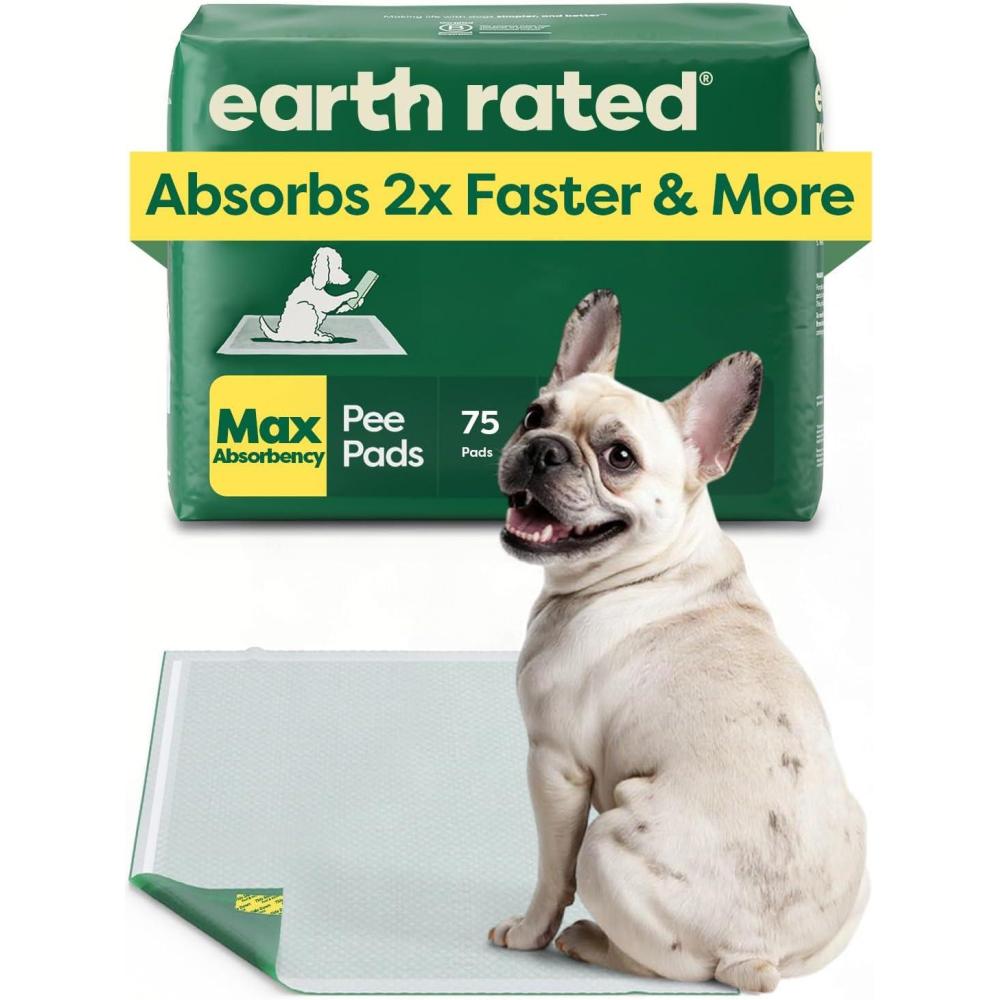 imageEarth Rated Max Absorbency Puppy Pee Pads for Dogs Absorbs 2X Faster ampamp 2X More LeakProof Odor Control Potty Training Unscented 3XL 36 x 36 24 CountL 22x23 75ct