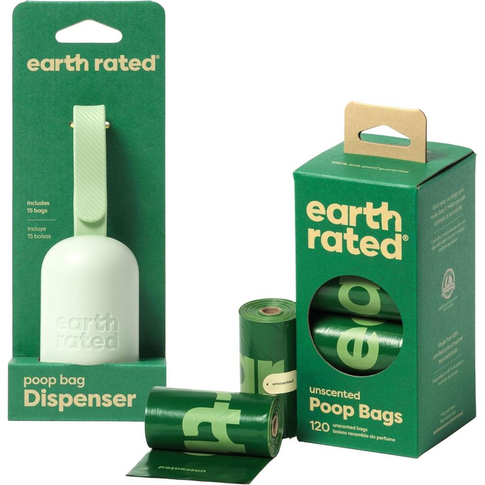 imageEarth Rated Perfect DogWalking Bundle  Includes 1 Poop Bag Dispenser and 120 LeakProof Extra Thick Waste Bags Unscented