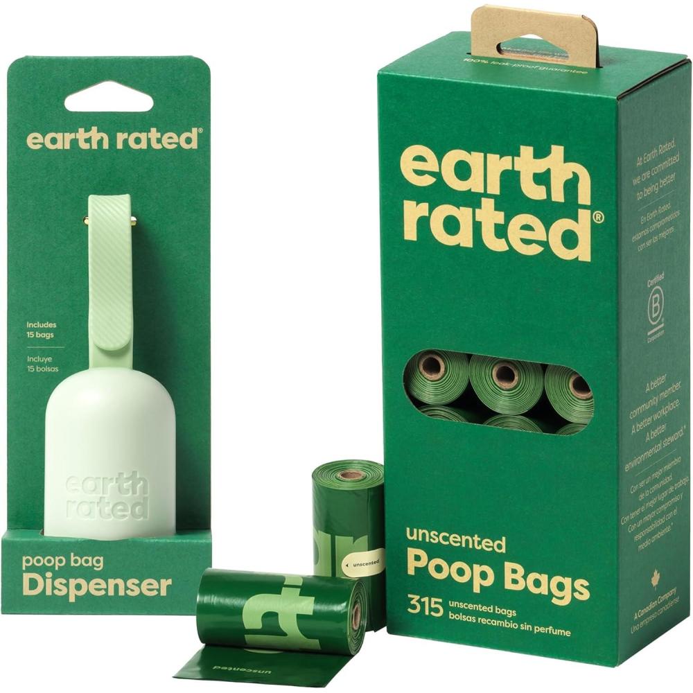 imageEarth Rated Perfect DogWalking Bundle  Includes 1 Poop Bag Dispenser and 315 LeakProof Extra Thick Waste Bags Unscented