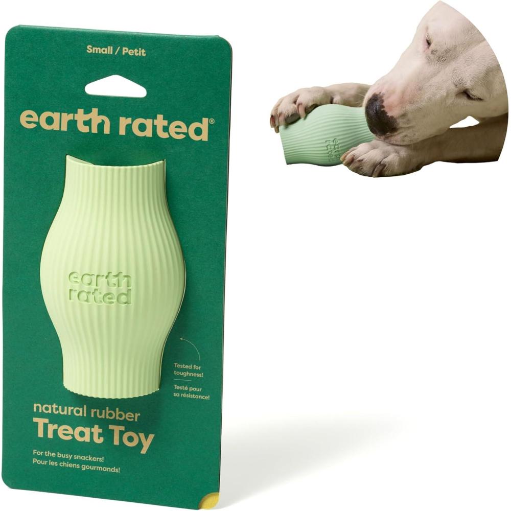 imageEarth Rated Treat Dispensing Dog Toys Enrichment Toy for Adult and Puppy Dogs Slow Feeder Dishwasher and FreezerSafe Natural Rubber Large GreenSmall