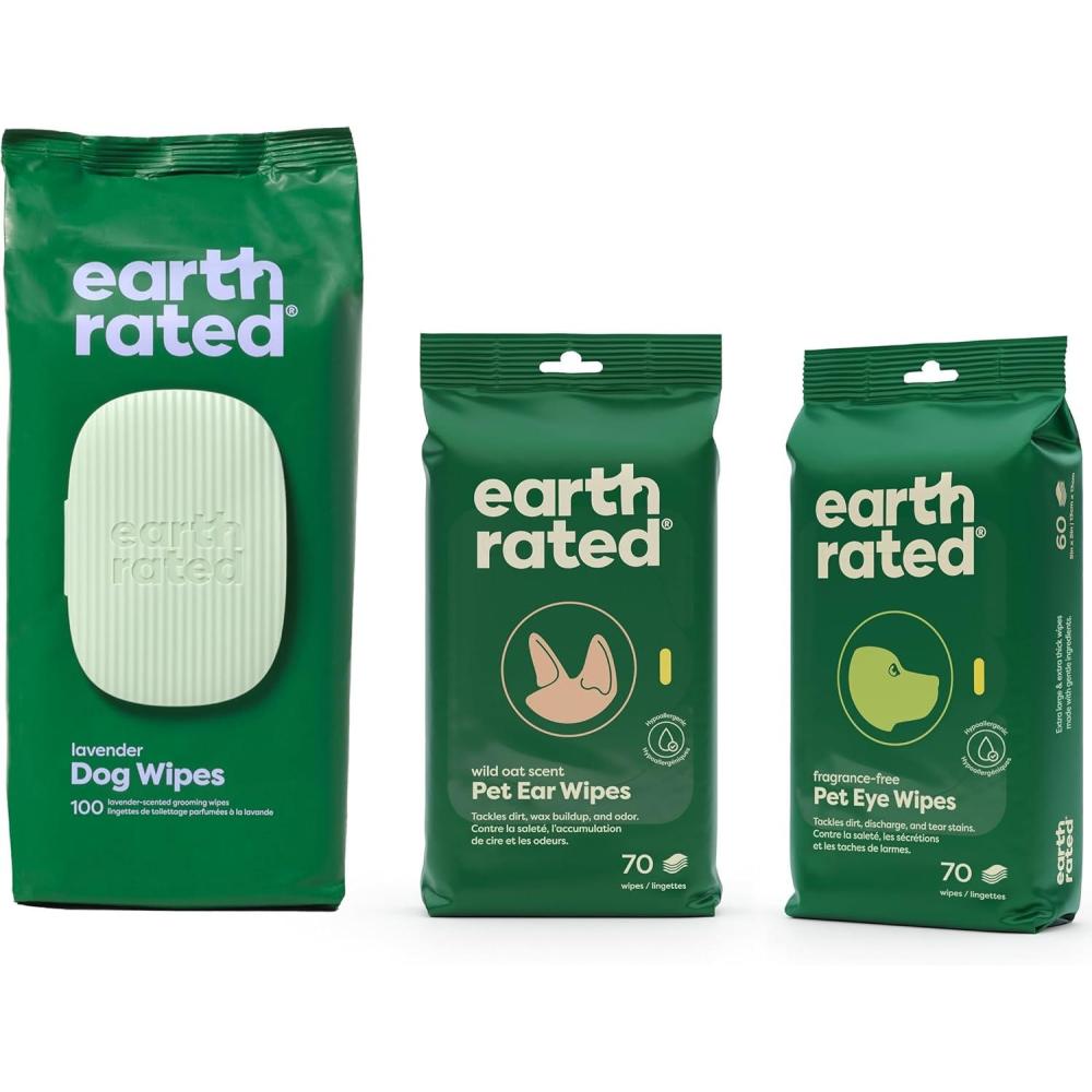 imageEarth Rated Ultimate Dog Grooming Bundle Includes LavenderScented Grooming Wipes Hypoallergenic Ear ampamp Eye Wipes