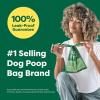 Earth Rated Dog Poop Bags with Handles on Refill Rolls, Easy-Tie on a Compact Roll, Extra Wide Opening, Guaranteed Leak-Proof, Unscented, 105 on Rolls(600 count (Pack of 1))