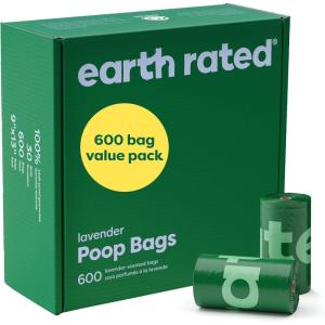 Earth Rated Odor-Blocking Poop Bags for Dogs with 3X Protect, Guaranteed to Block Smells & Leak-Proof Performance, Conceals Smell & Mess, Unscented, 240 Count(600 Bags)